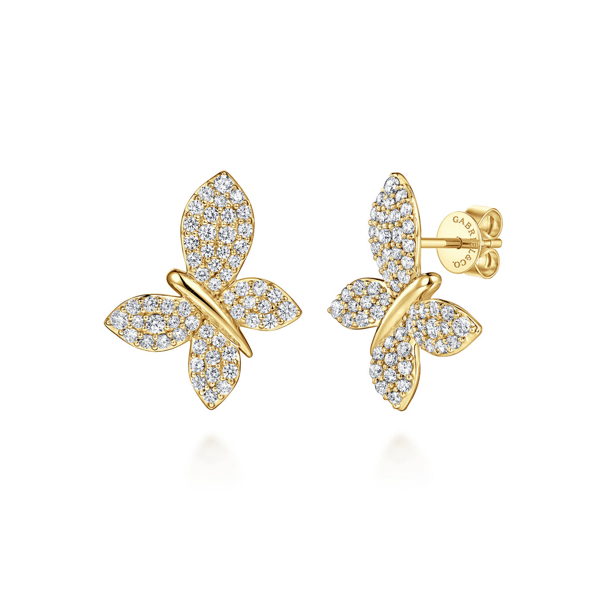 14K Yellow Gold Diamond Butterfly Stud Earrings — Gabriel & Co. EG15442Y45JJ