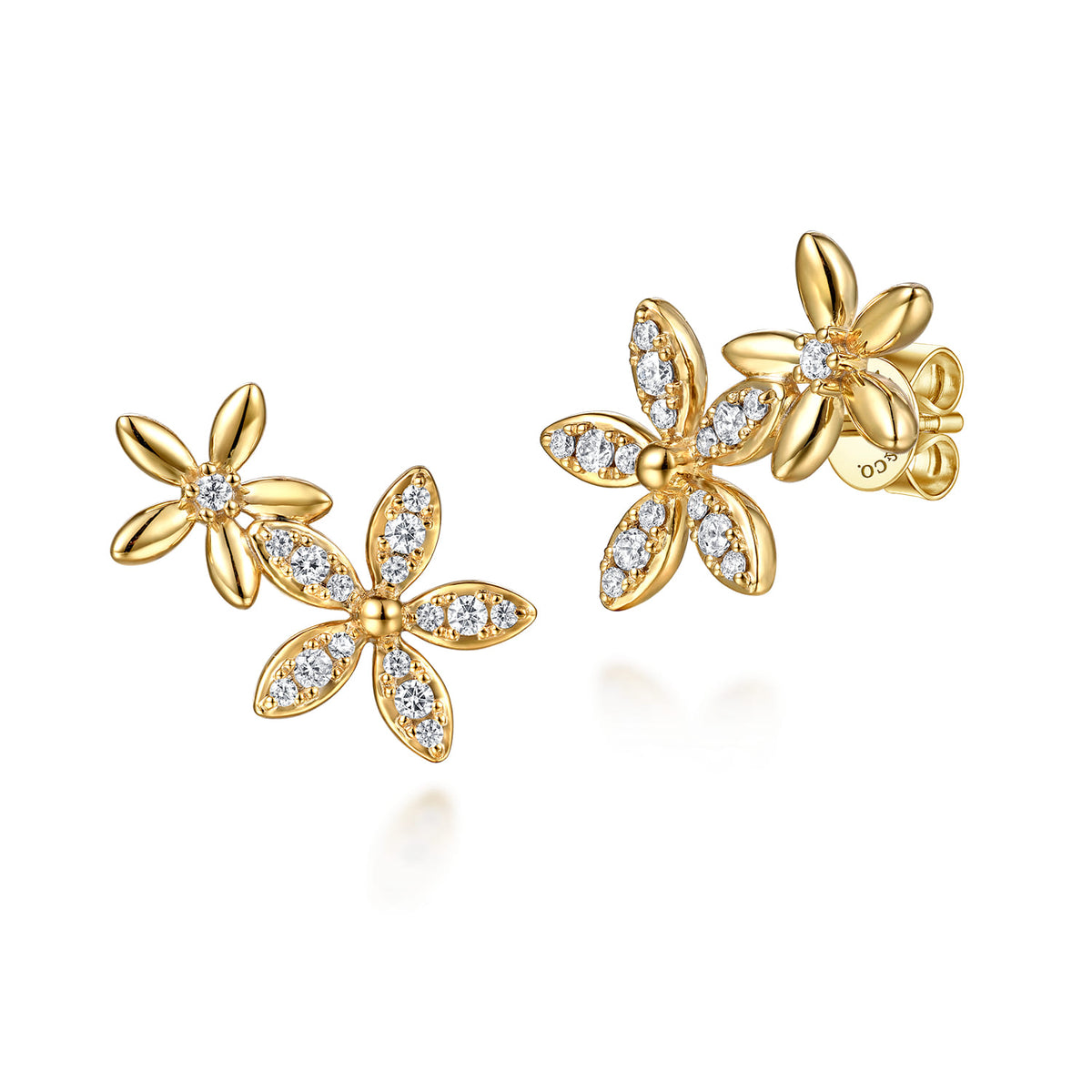 14K Yellow Gold Diamond Floral Ear Climber Earrings — Gabriel & Co. EG15443Y45JJ