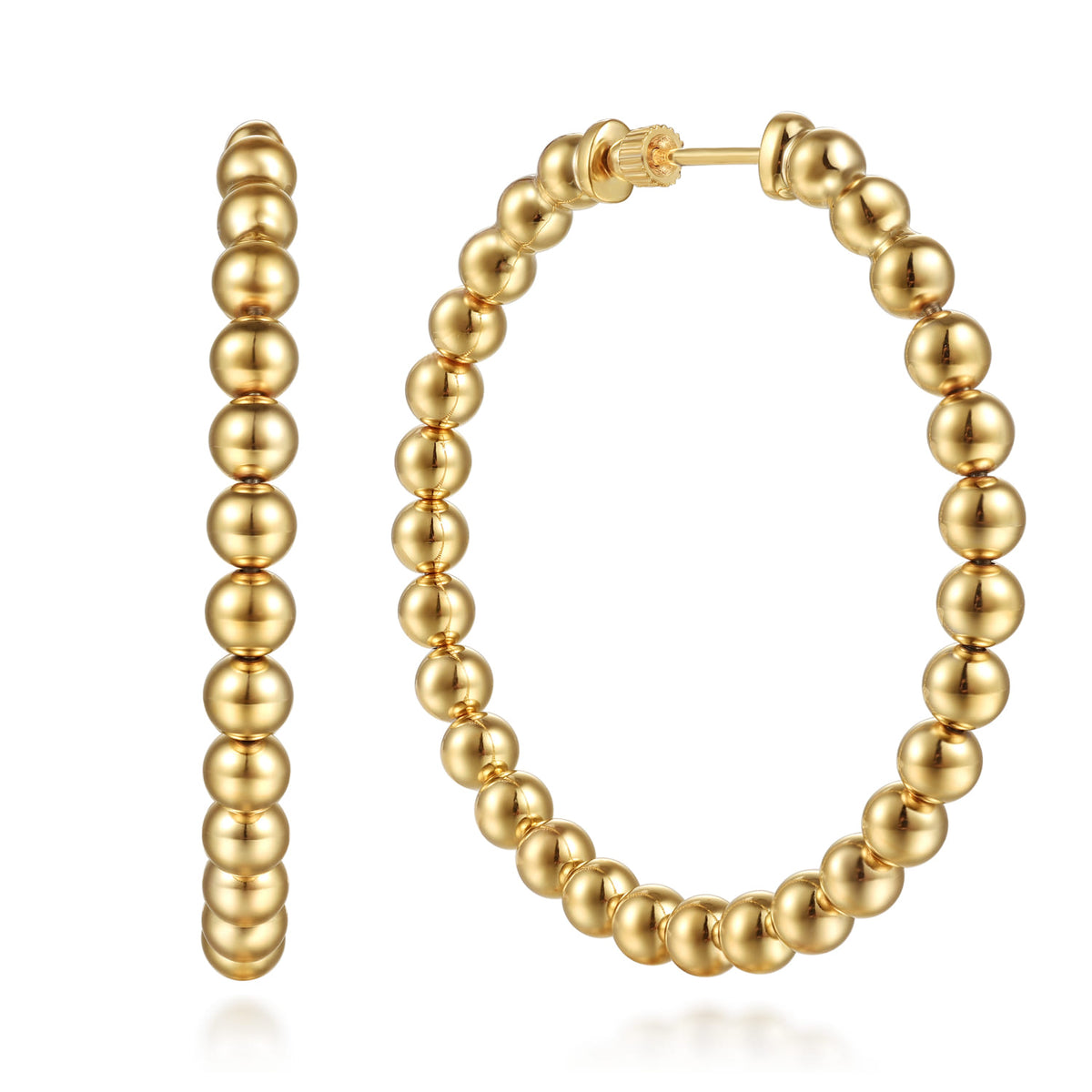 14K Yellow Plain Gold Bujukan Beads Classic Hoop Earrings — Gabriel & Co. EG15461Y4JJJ