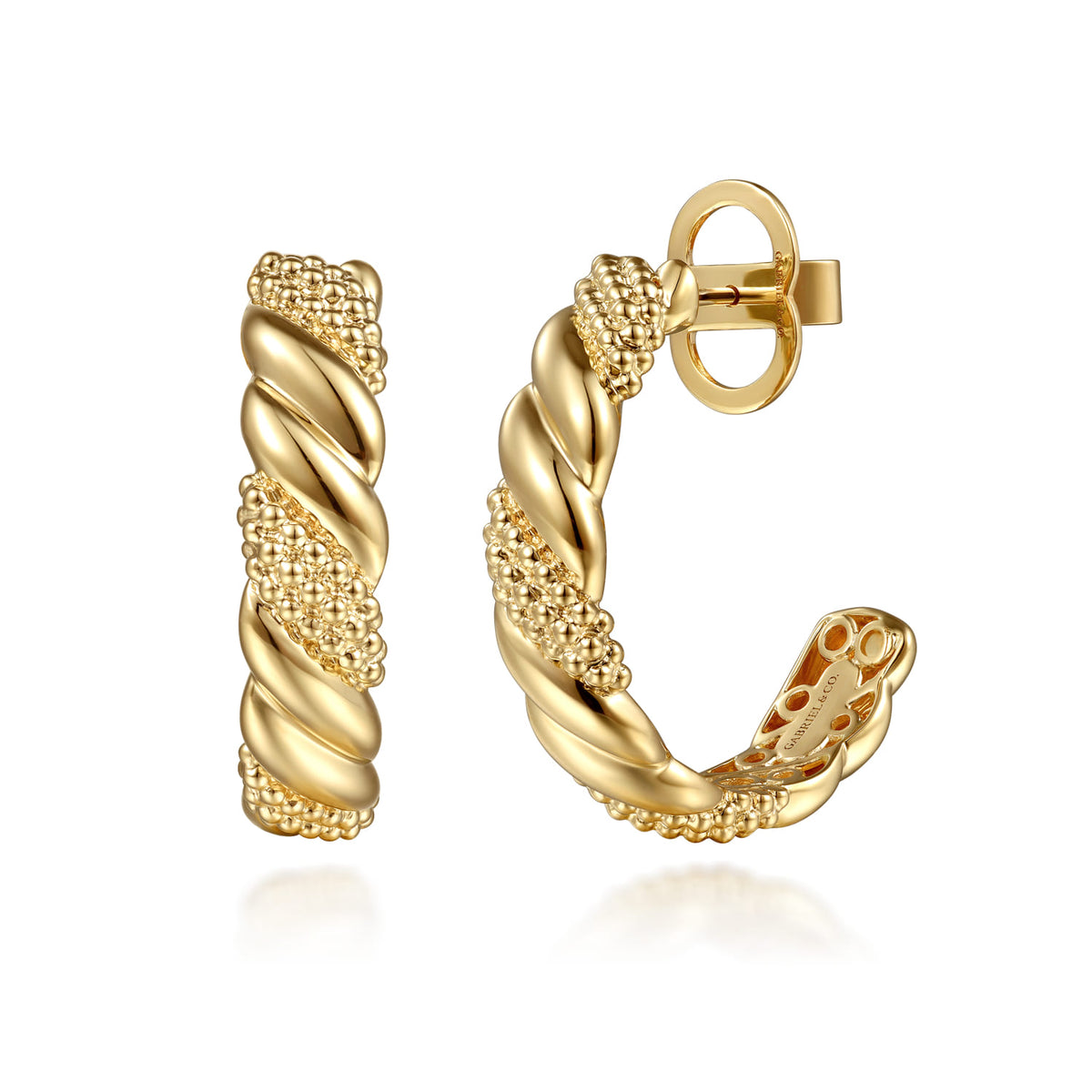 14K Yellow Plain Gold Bujukan J Hoop Stud Earrings — Gabriel & Co. EG15473Y4JJJ