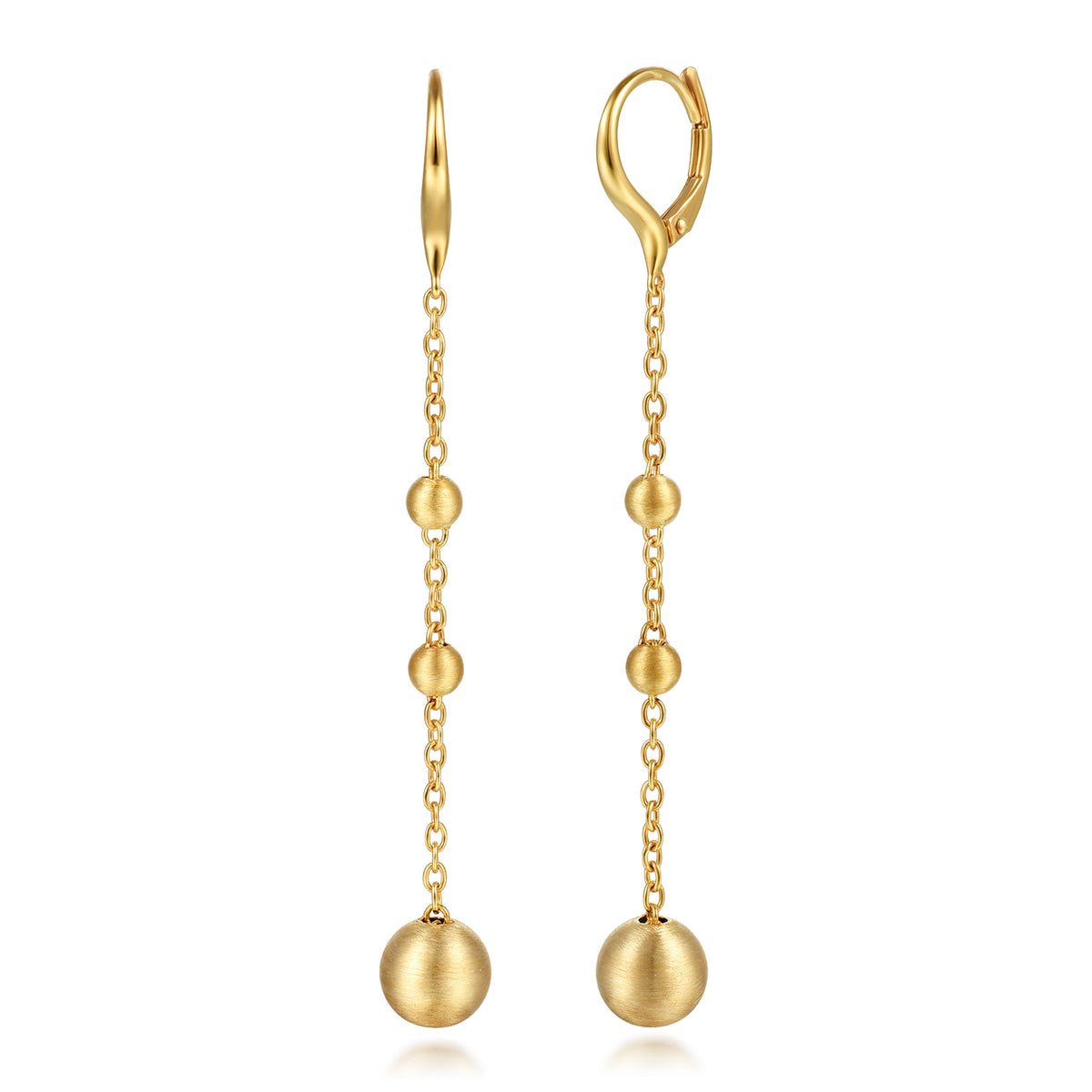 14K Yellow Plain Gold Bujukan Ball Leverback Drop Earrings — Gabriel & Co. EG15498Y4JJJ