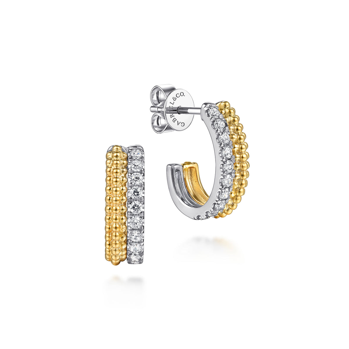 J Hoop Earrings 14K White and Yellow Gold Diamond 0.35ct Bujukan — Gabriel & Co. EG15499M45JJ