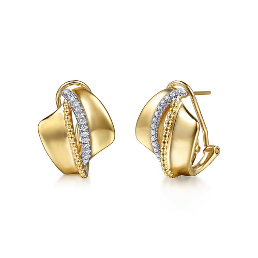 14K Yellow Gold Bujukan and Diamond Intricate Hoop Earrings — Gabriel & Co. EG15530Y45JJ