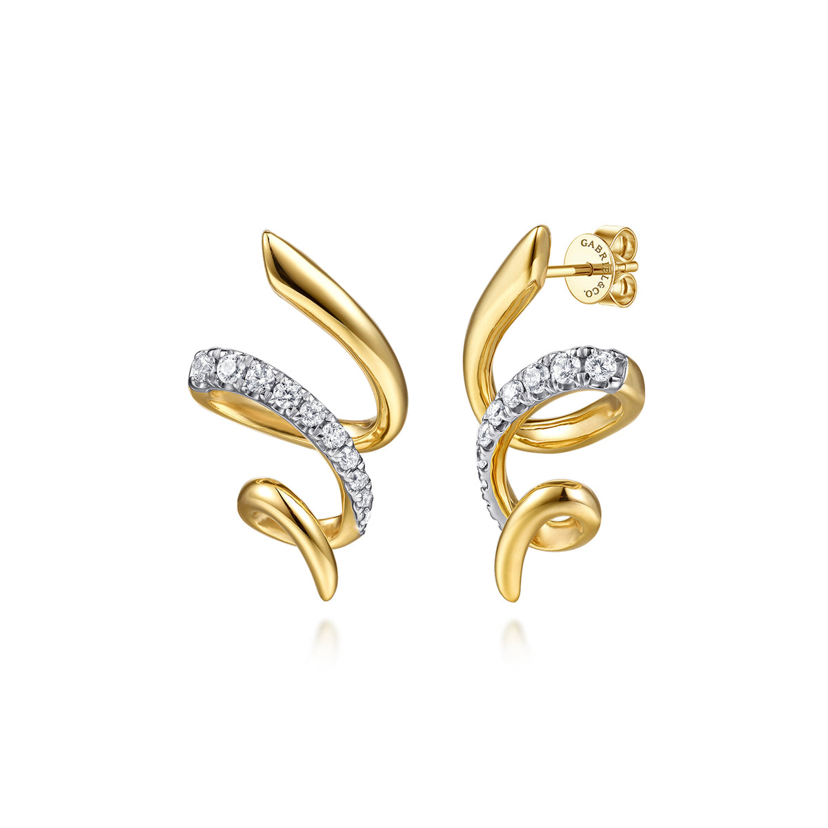 14K Yellow Gold Diamond Swirl Stud Drop Earrings — Gabriel & Co. EG15534Y45JJ