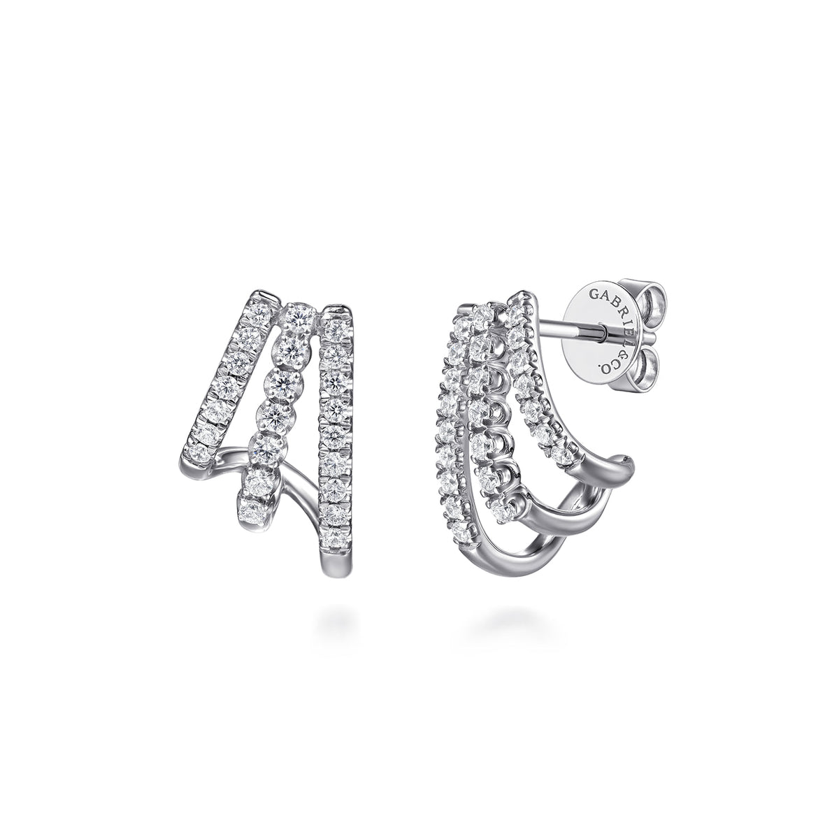 14K White Gold Diamond Stacked J Hoop Earrings — Gabriel & Co. EG15555W45JJ