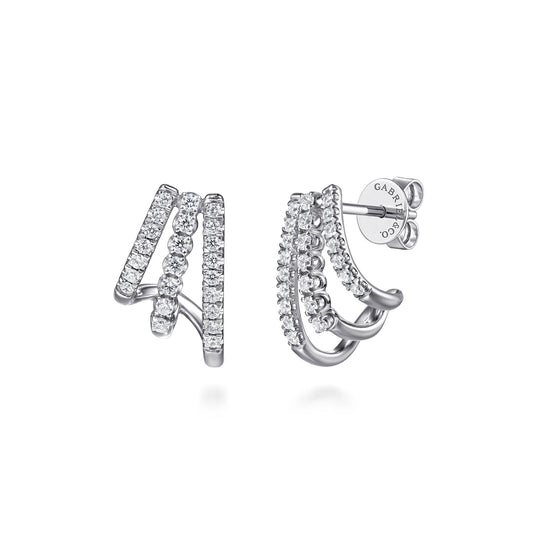 14K White Gold Diamond Stacked J Hoop Earrings — Gabriel & Co. EG15555W45JJ