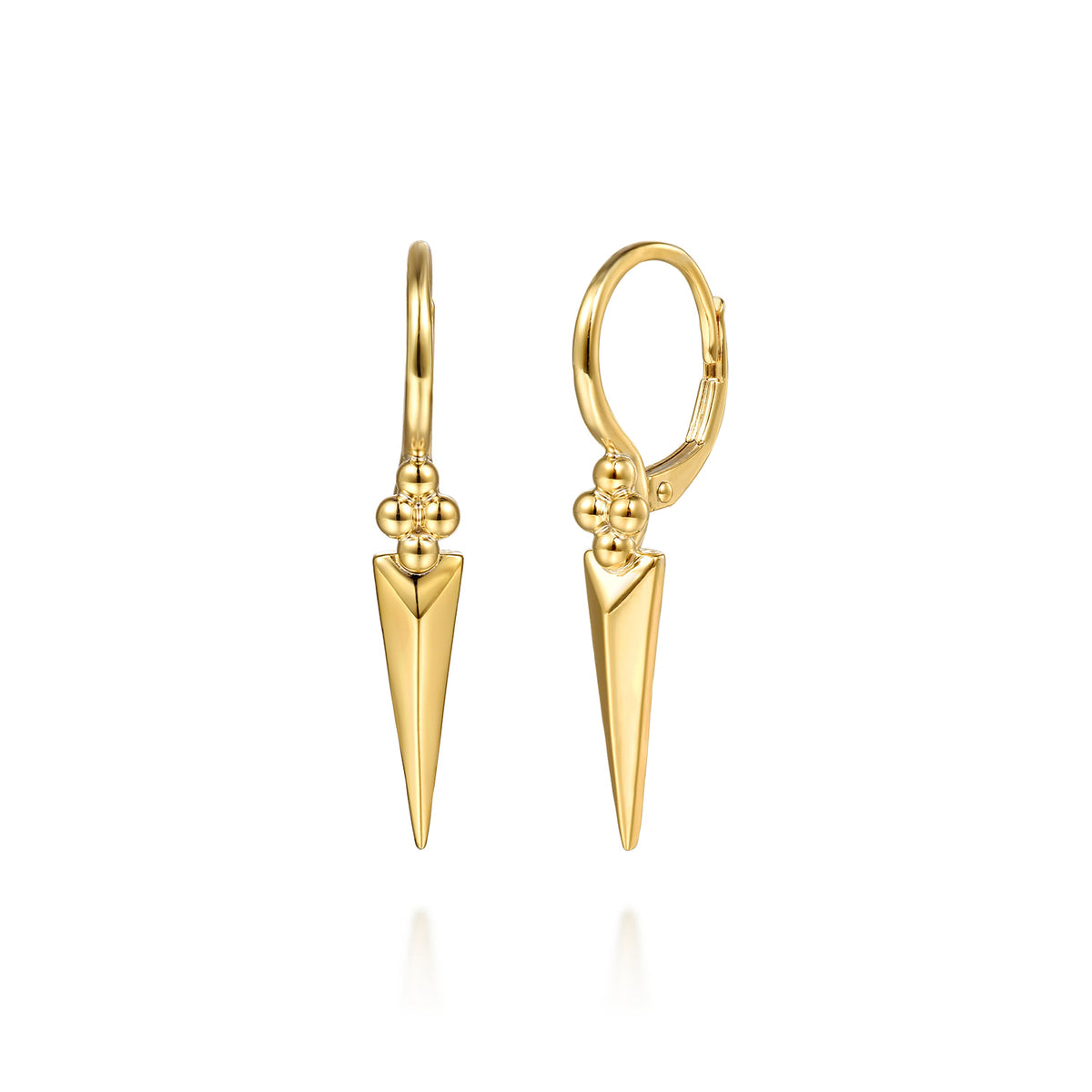 14K Yellow Gold Bujukan Clover and Triangle Pyramid Leverback Drop Earrings — Gabriel & Co. EG15584Y4JJJ