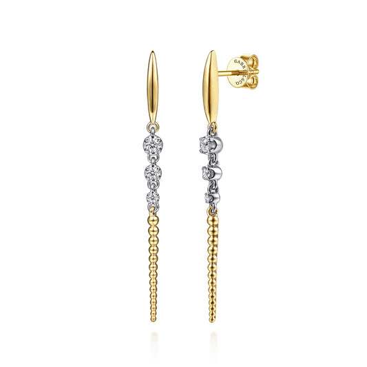14K White & Yellow Gold Bujukan and Diamond Stud Drop Earrings — Gabriel & Co. EG15588M45JJ