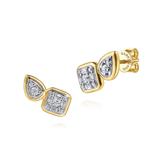 14K White & Yellow Gold Diamond Stud Earrings — Gabriel & Co. EG15593M44JJ