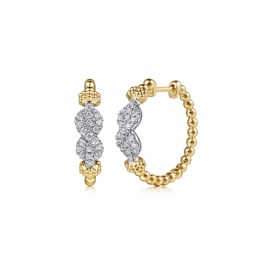 14K White and Yellow Gold Bujukan Diamond Infinity Intricate Hoop Earrings — Gabriel & Co. EG15612M45JJ