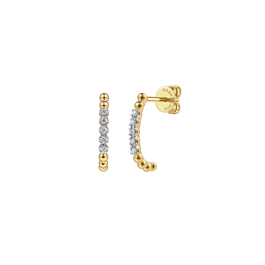 14K Yellow Gold Diamond Bujukan Butter Cup J Hoop Earrings — Gabriel & Co. EG15619Y45JJ