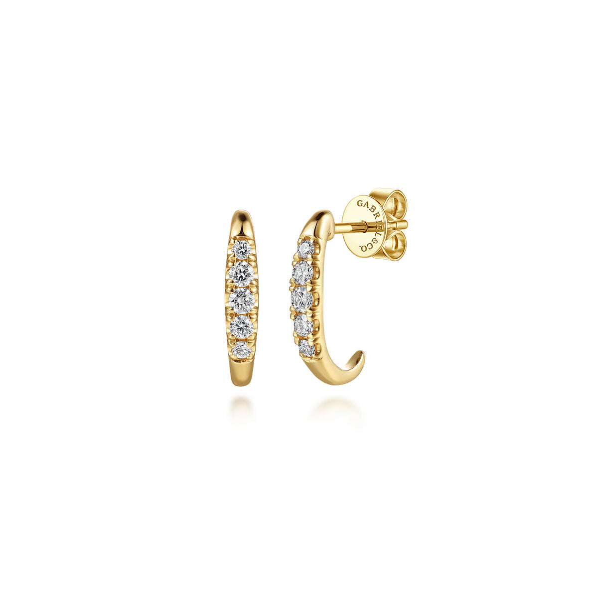 14K Yellow Gold Diamond Classic J Hoop Earrings — Gabriel & Co. EG15620Y45JJ
