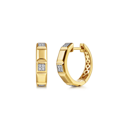 14K Yellow Gold Diamond and Half Cube Huggie Earrings — Gabriel & Co. EG15675Y45JJ