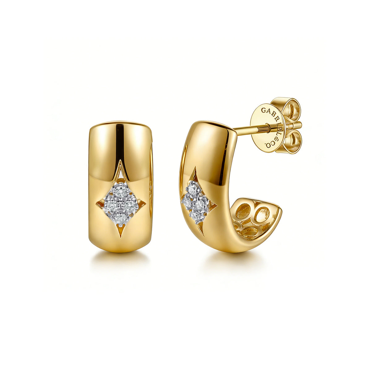 14K White & Yellow Gold Diamond J Hoop Earrings — Gabriel & Co. EG15677M45JJ
