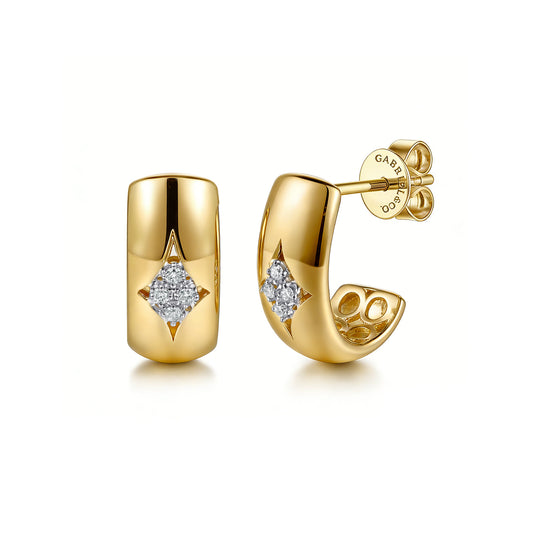 14K White & Yellow Gold Diamond J Hoop Earrings — Gabriel & Co. EG15677M45JJ