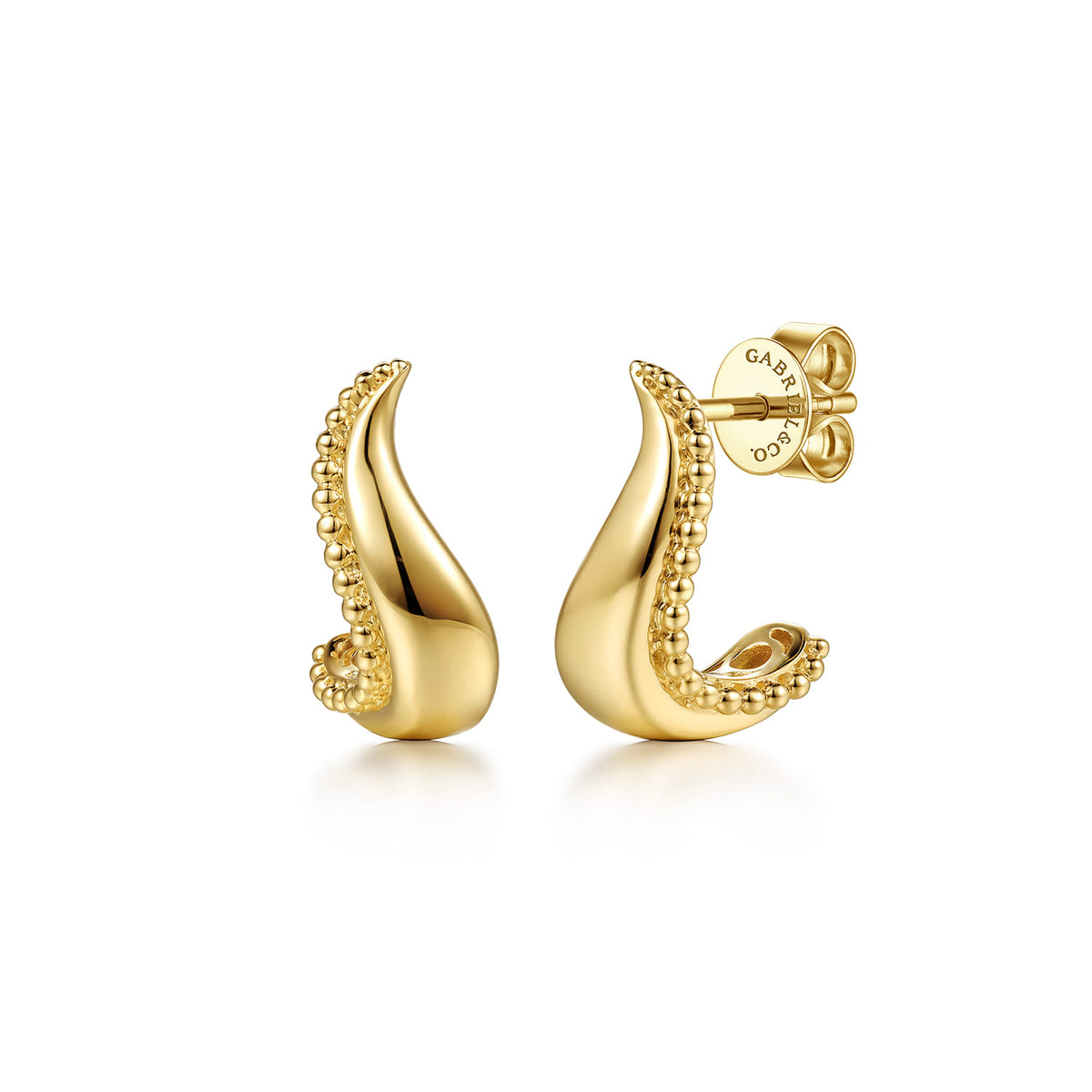 14K Yellow Gold Bujukan Curved J Hoop Earrings — Gabriel & Co. EG15683Y4JJJ