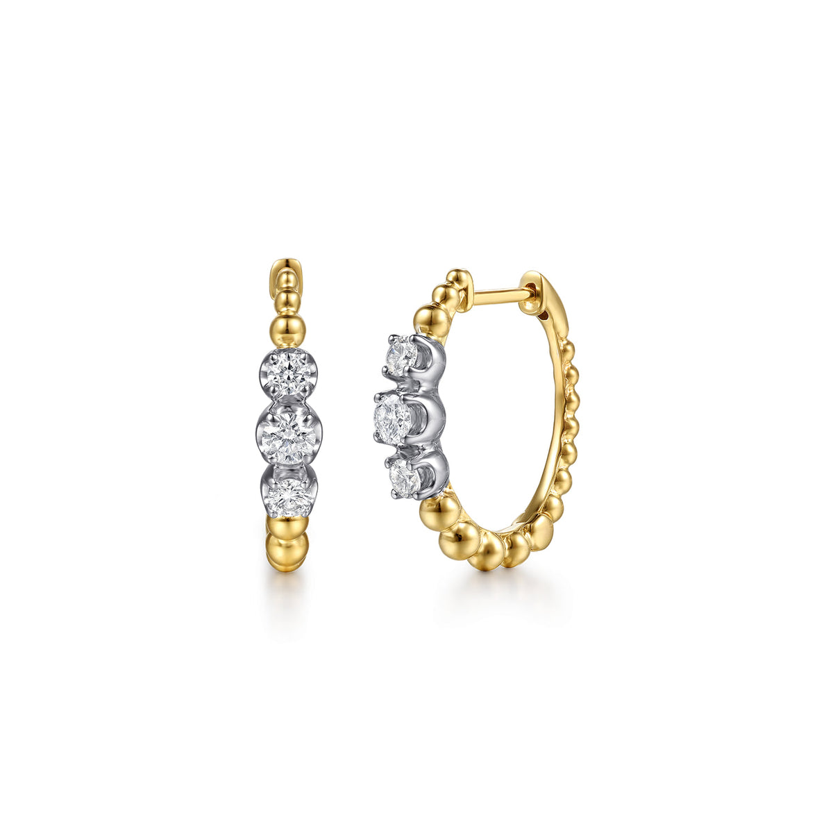 14K White&Yellow Gold Graduating Bujukan and Diamond Classic Hoop Earrings — Gabriel & Co. EG15701M45JJ