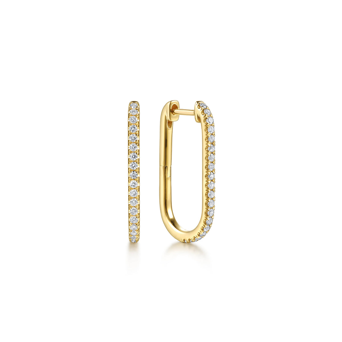 14K Yellow Gold Diamond Classic Elongated Oval Hoop Earrings — Gabriel & Co. EG15708Y45JJ