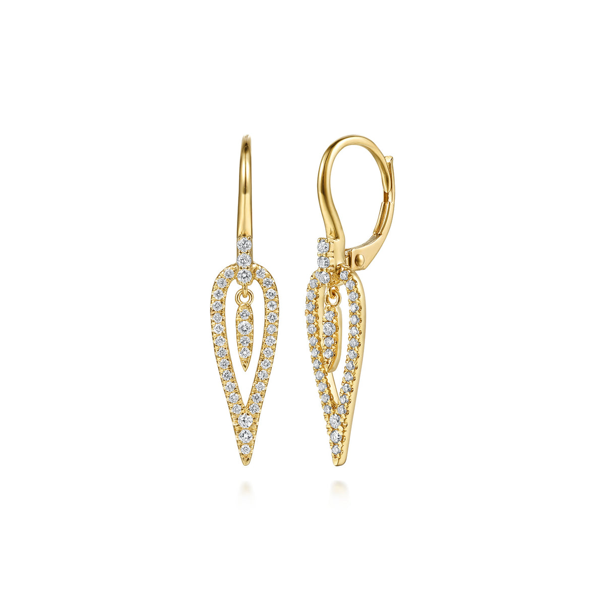 14K Yellow Gold Diamond Inverted Teardrop Leverback Earrings — Gabriel & Co. EG15712Y45JJ