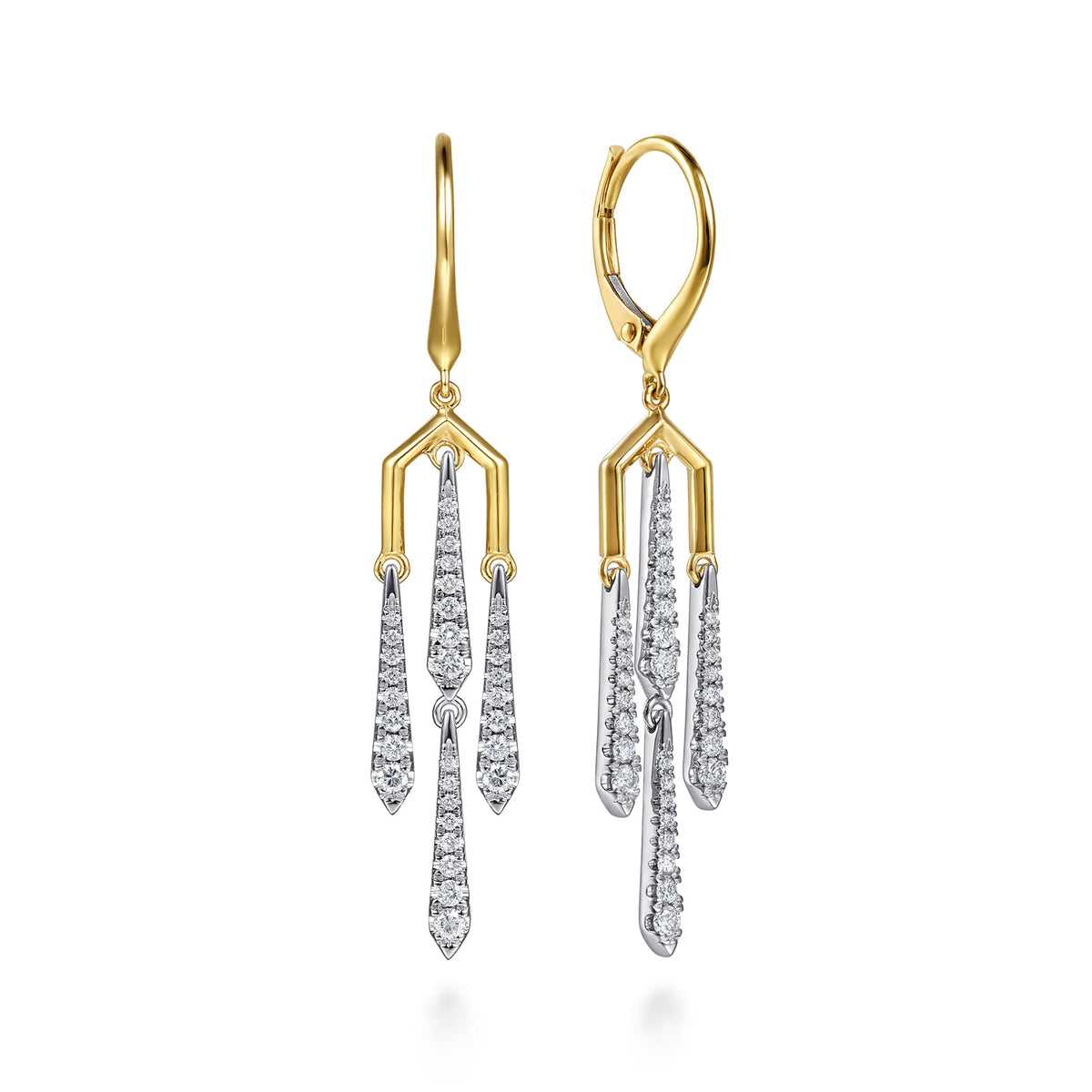 14K White and Yellow Gold Diamond Drop Chandelier Earrings — Gabriel & Co. EG15716M45JJ