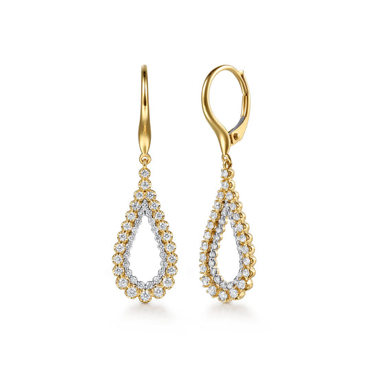 14K Yellow Gold Double Row Diamond Huggie Drop Earrings — Gabriel & Co. EG15724Y45JJ