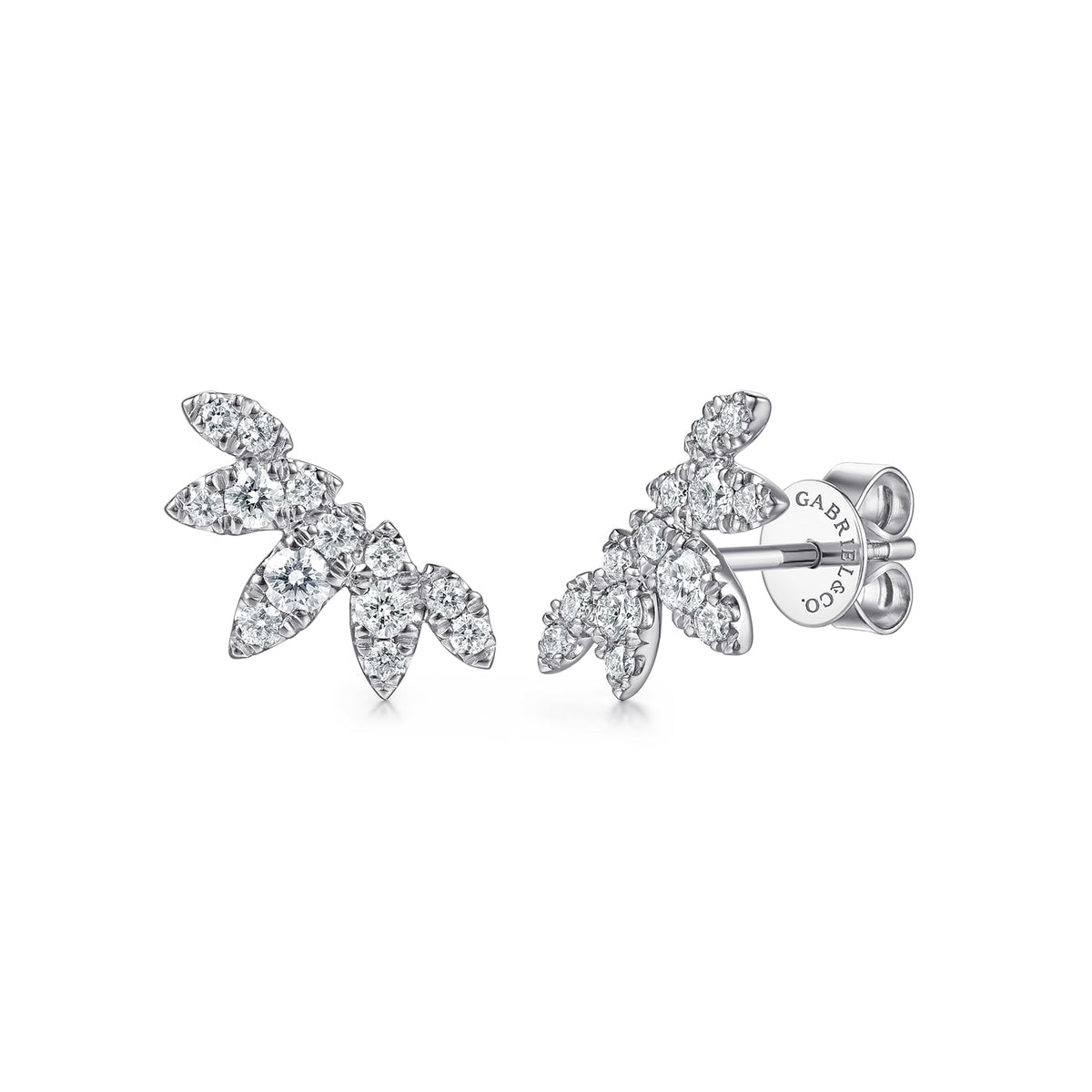 14K White Gold Diamond Illusion Marquise Ear Climber Stud Earrings — Gabriel & Co. EG15728W45JJ
