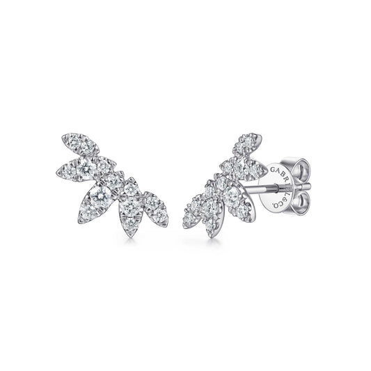 14K White Gold Diamond Illusion Marquise Ear Climber Stud Earrings — Gabriel & Co. EG15728W45JJ