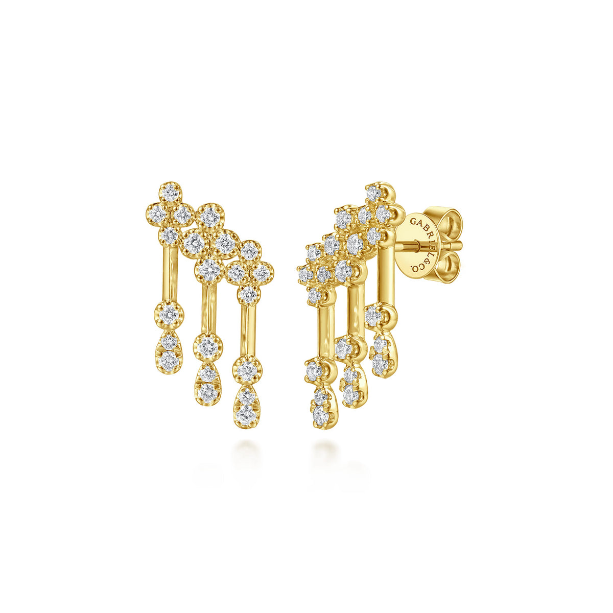 14K Yellow Gold Diamond Clover and  Pear Stud Crop Earrings — Gabriel & Co. EG15733Y45JJ