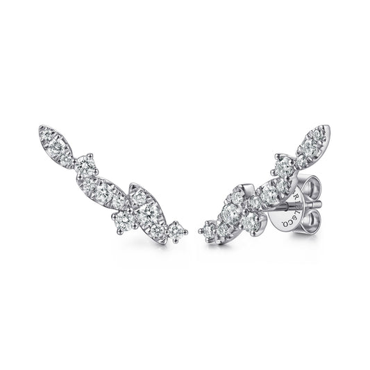 14K White Gold Diamond  Marquise Ear Climber Earrings — Gabriel & Co. EG15735W45JJ