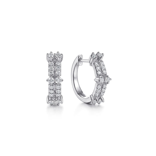 14K White Gold Double Row Diamond Huggie Earrings — Gabriel & Co. EG15736W45JJ