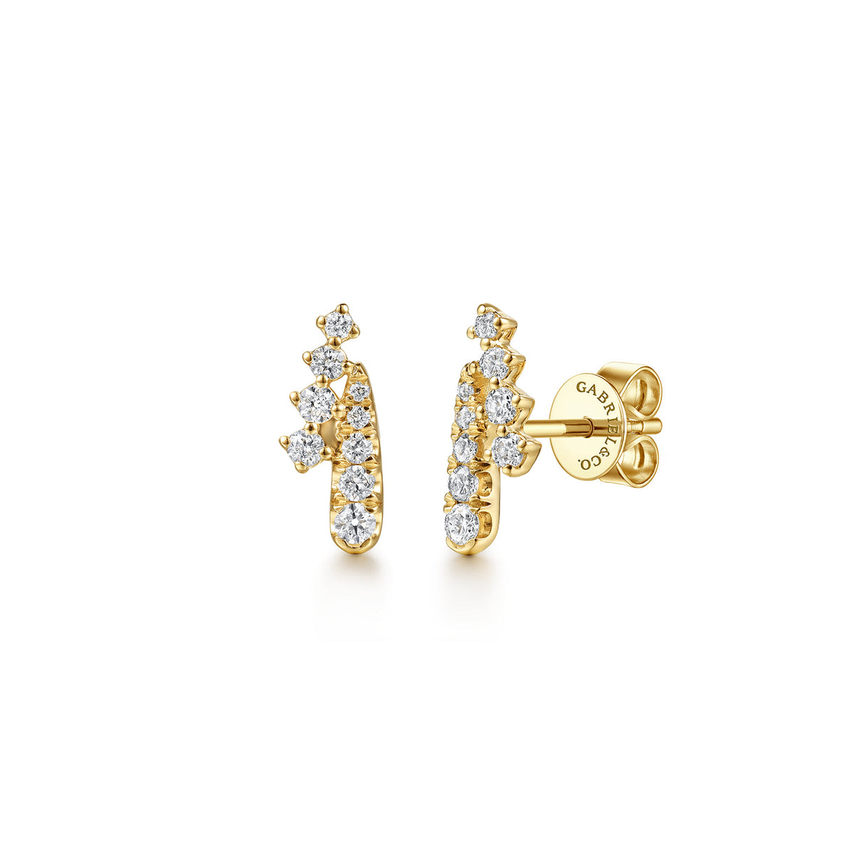 14K Yellow Gold Spike Bypass Graduating Diamond Stud Earrings — Gabriel & Co. EG15743Y45JJ