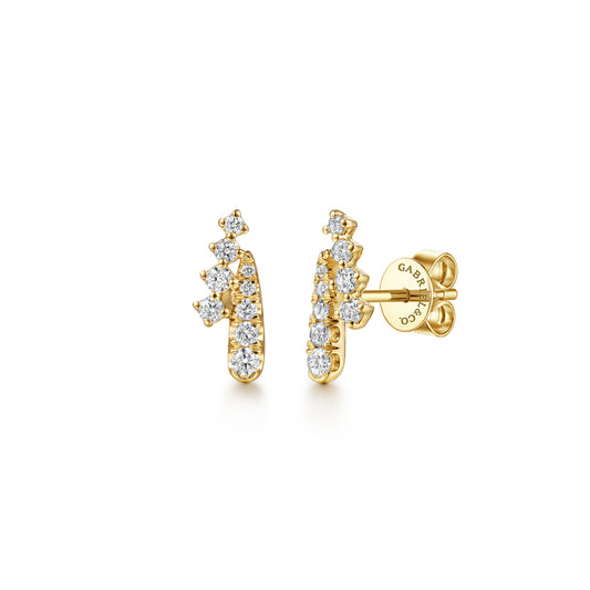 14K Yellow Gold Spike Bypass Graduating Diamond Stud Earrings — Gabriel & Co. EG15743Y45JJ