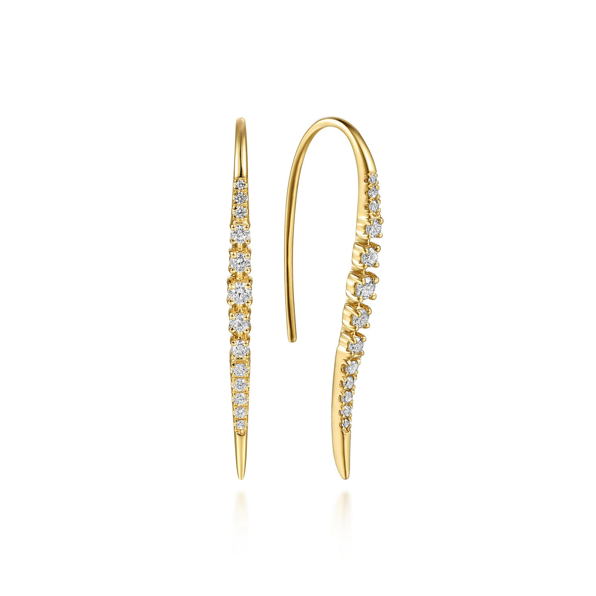 14K Yellow Gold Spike Graduating Diamond Fish Wire Drop Earrings — Gabriel & Co. EG15744Y45JJ