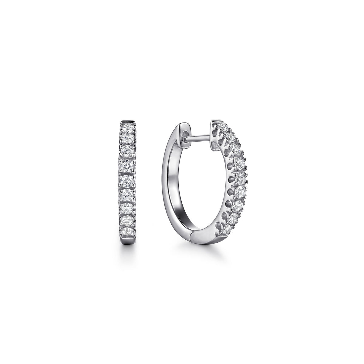 14K White Gold 15mm Classic Diamond Huggies — Gabriel & Co. EG9195W45JJ