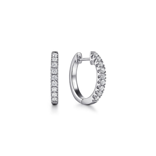 14K White Gold 15mm Classic Diamond Huggies — Gabriel & Co. EG9195W45JJ