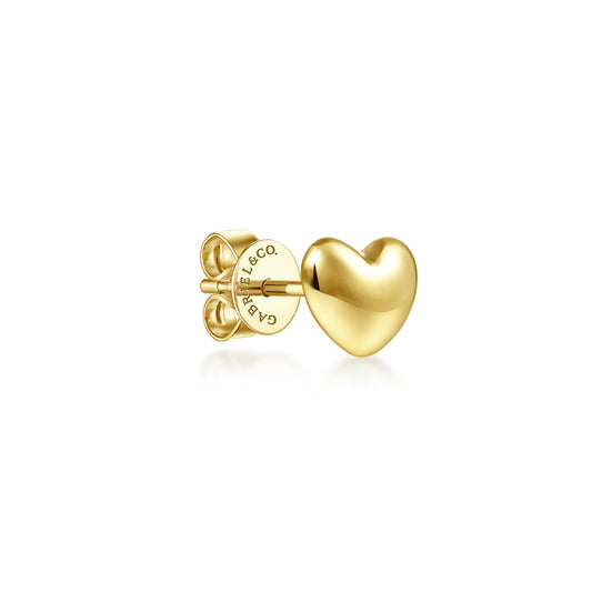 14K Yellow Gold Heart Shape Single Stud Earring — Gabriel & Co. EGS14018Y4JJJ