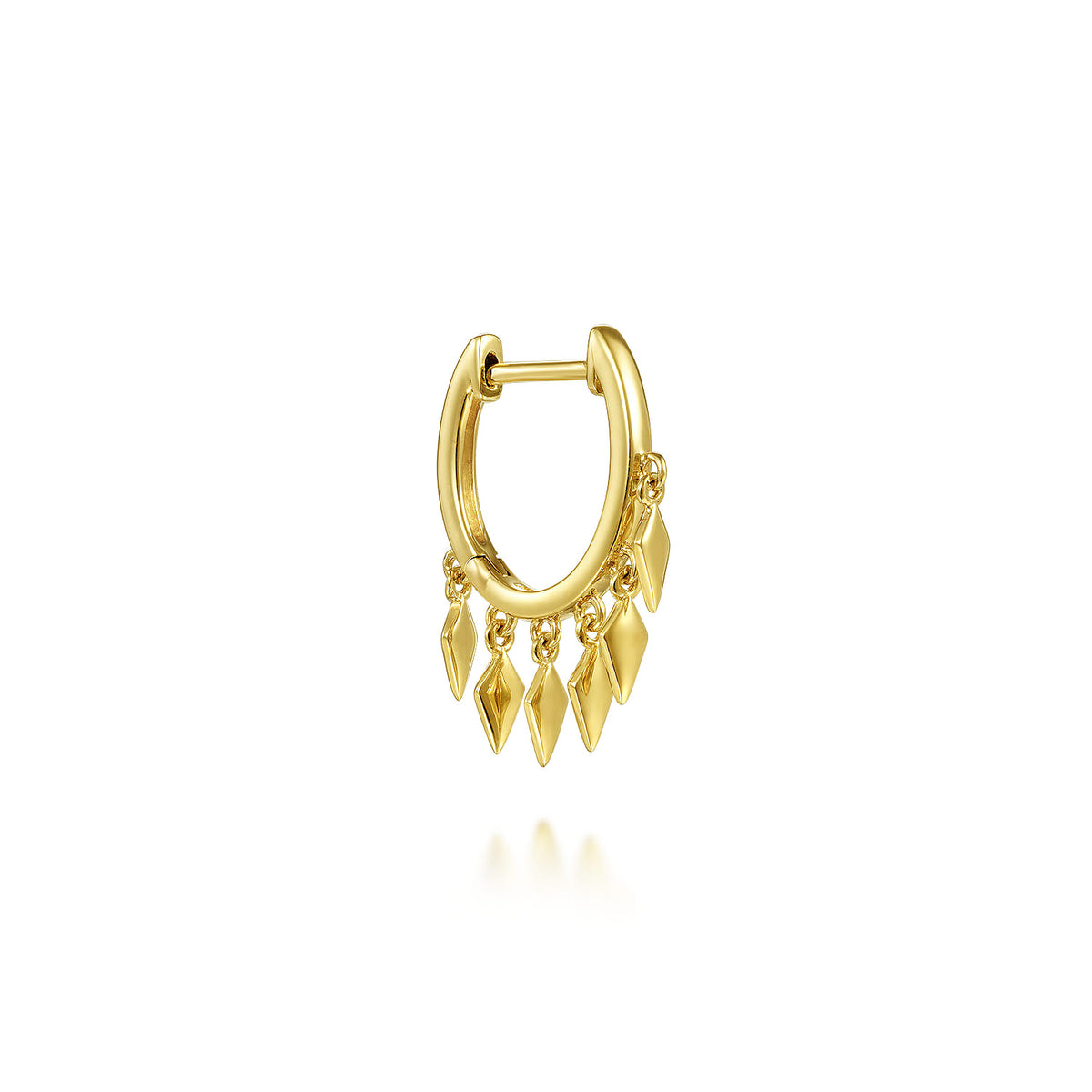 14K Yellow Gold Single Huggie with Spear Drops — Gabriel & Co. EGS14092Y4JJJ