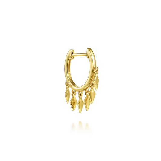 14K Yellow Gold Single Huggie with Spear Drops — Gabriel & Co. EGS14092Y4JJJ