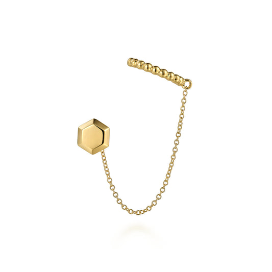 14K Yellow Gold  Single Stud with Chain Drop and Cuff Earring — Gabriel & Co. EGS14462Y4JJJ