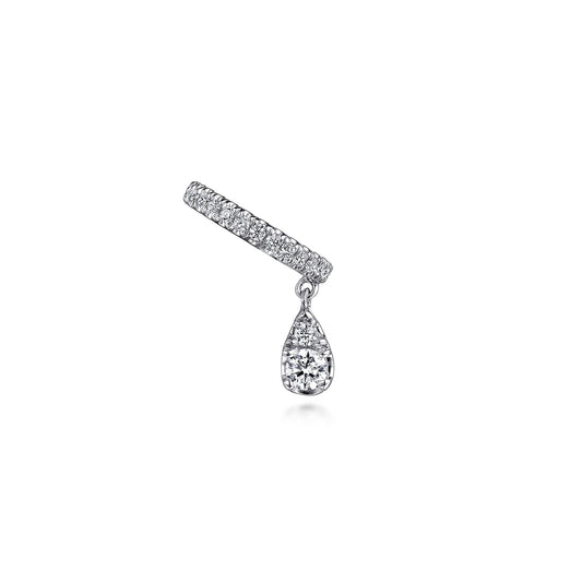 14K White Gold Single Diamond Ear Cuff with Teardrop Charm — Gabriel & Co. EGS14846W45JJ