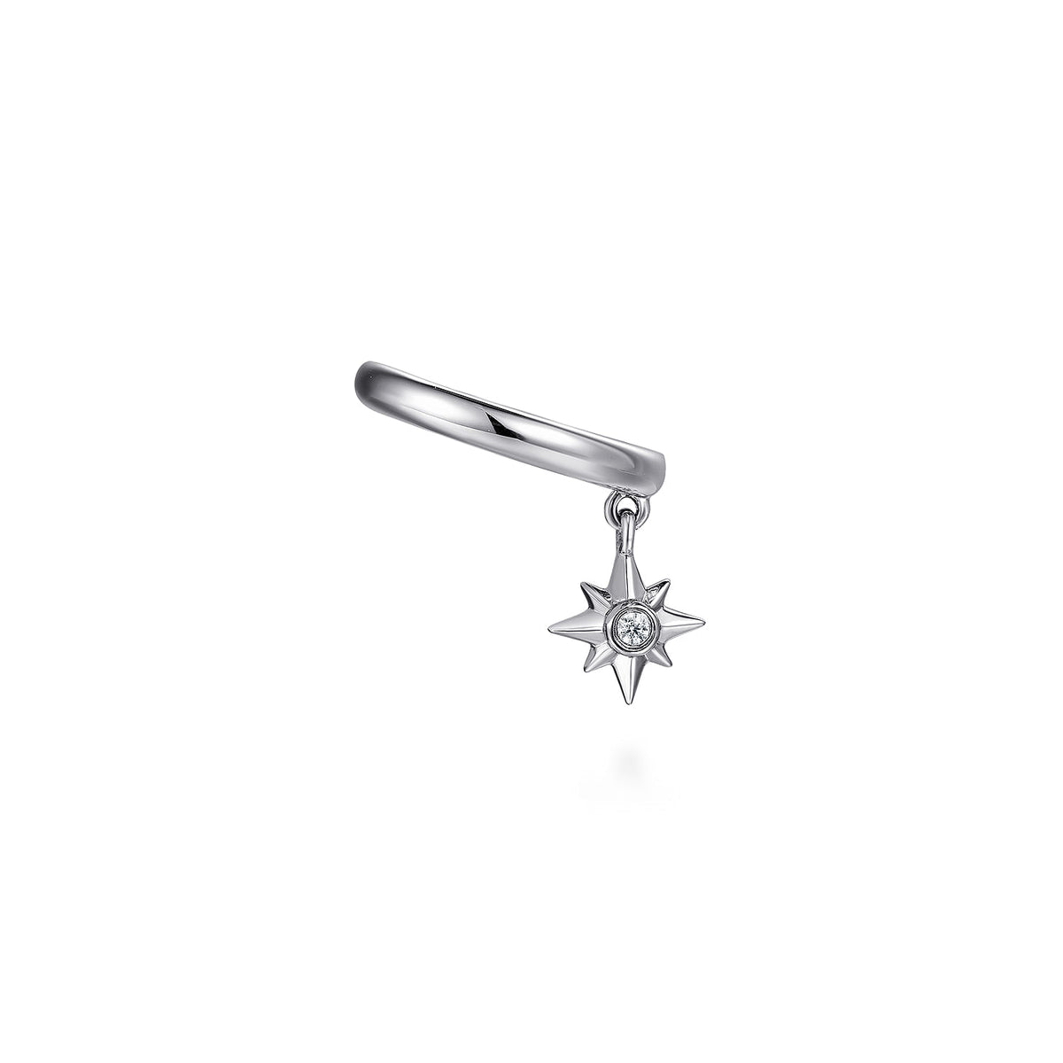 14K White Gold Ear Cuff with Hanging Diamond StarBurst — Gabriel & Co. EGS14868W45JJ