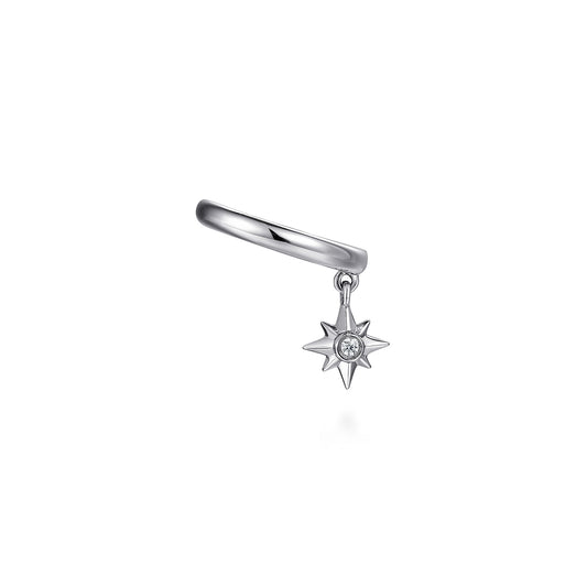 14K White Gold Ear Cuff with Hanging Diamond StarBurst — Gabriel & Co. EGS14868W45JJ