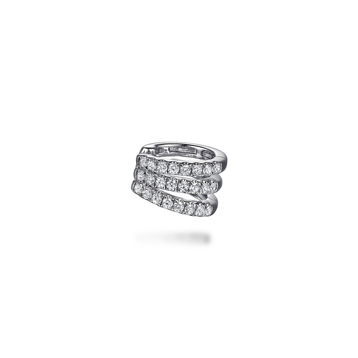 14K White Gold Three Row Diamond Single Ear Cuff — Gabriel & Co. EGS15282W45JJ