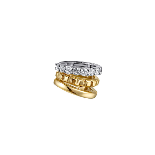 14K White & Yellow Gold Prong Set Diamond Multi Row Single Ear Cuff — Gabriel & Co. EGS15349M45JJ