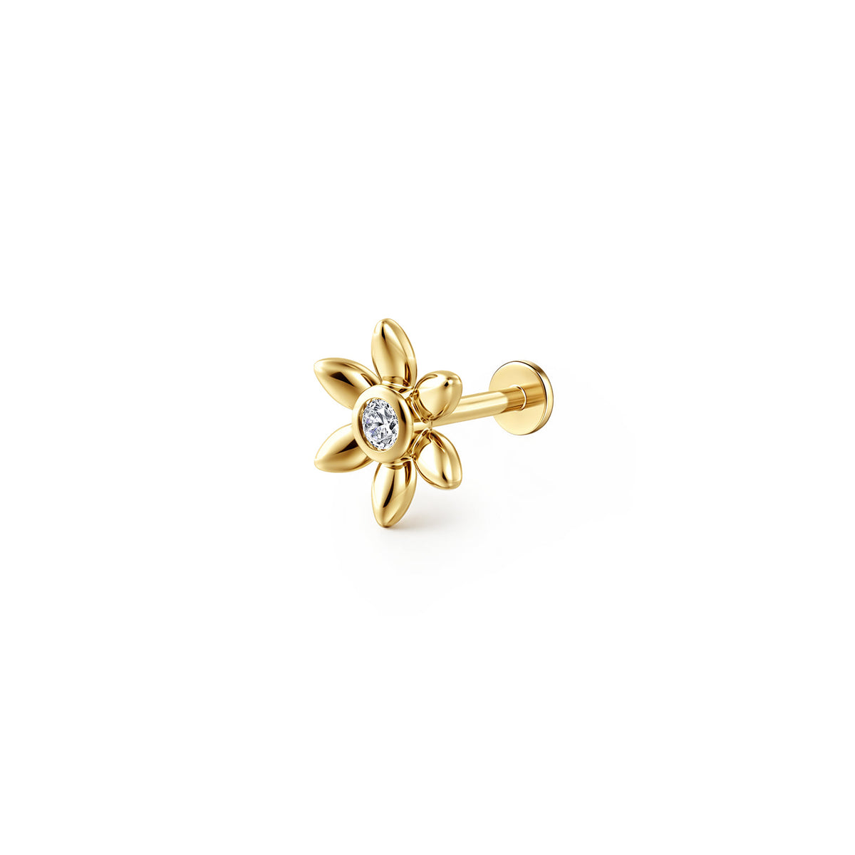 14K Yellow Gold White Sapphire Single Flatback Stud Earring — Gabriel & Co. EGS15769Y4JWS