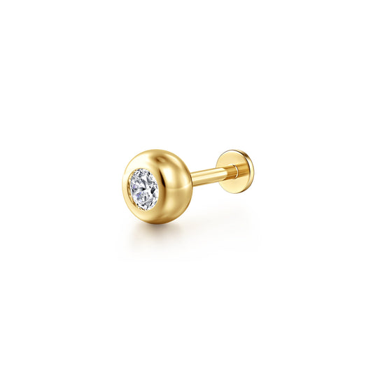 14K Yellow Gold White Sapphire Bezel Set Single Flatback Stud Earring — Gabriel & Co. EGS15771Y4JWS