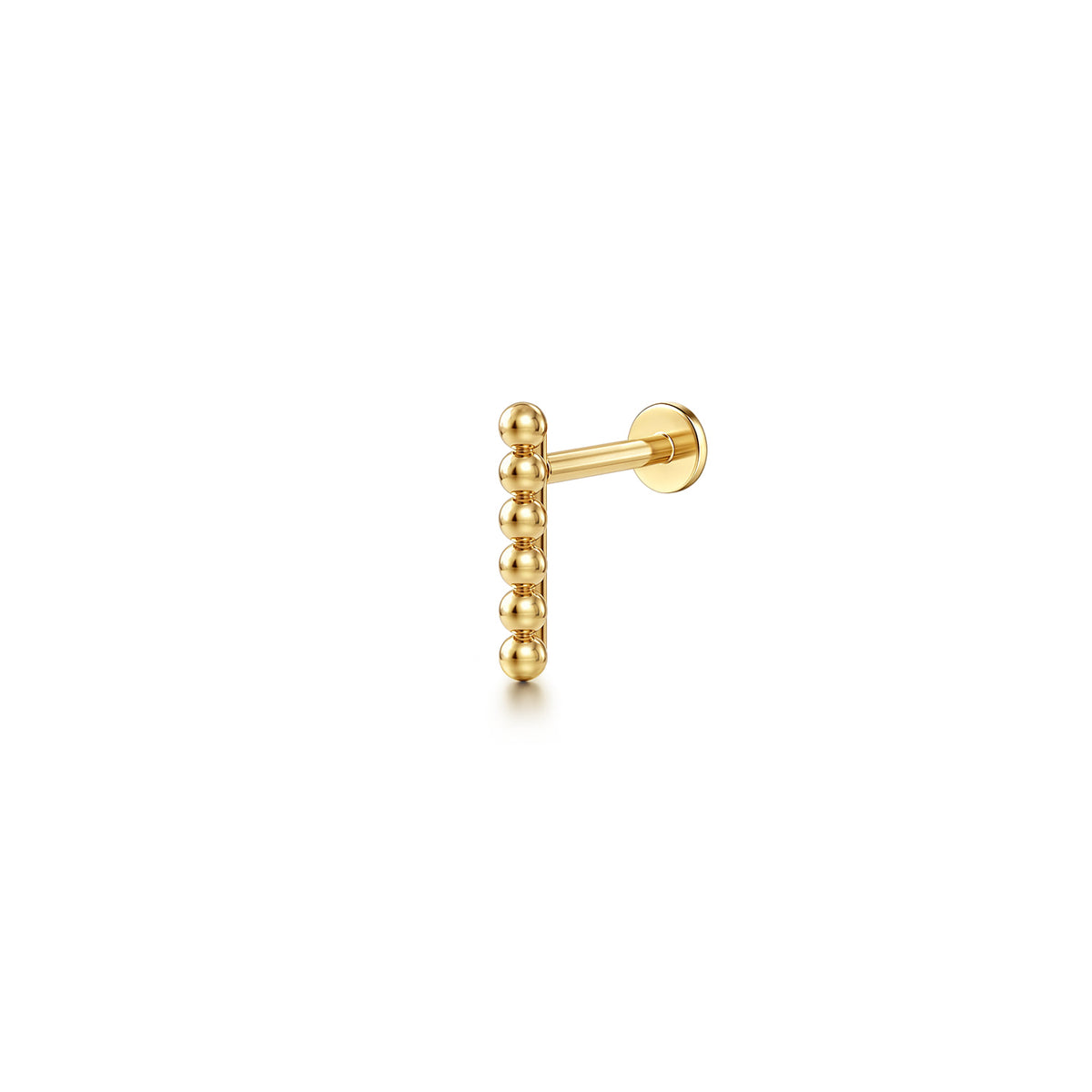 14K Yellow Gold Beaded Bar Single Flatback Stud  Earring — Gabriel & Co. EGS15772Y4JJJ