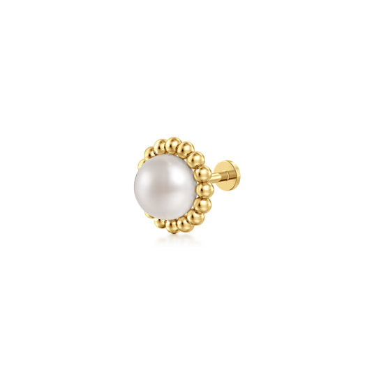 14K Yellow Gold Pearl Single Flatback Stud Earring — Gabriel & Co. EGS15774Y4JPL