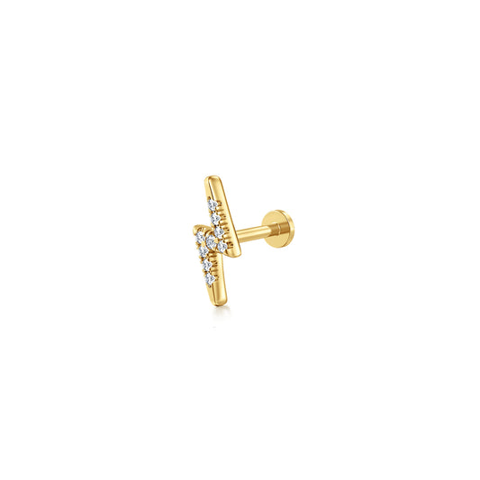 14K Yellow Gold Diamond Lightning Bolt Single Flatback Stud Earring — Gabriel & Co. EGS15786Y45JJ