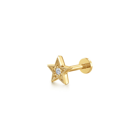 14K Yellow Gold Diamond Star Shape Single Flatback Stud Earring — Gabriel & Co. EGS15787Y45JJ